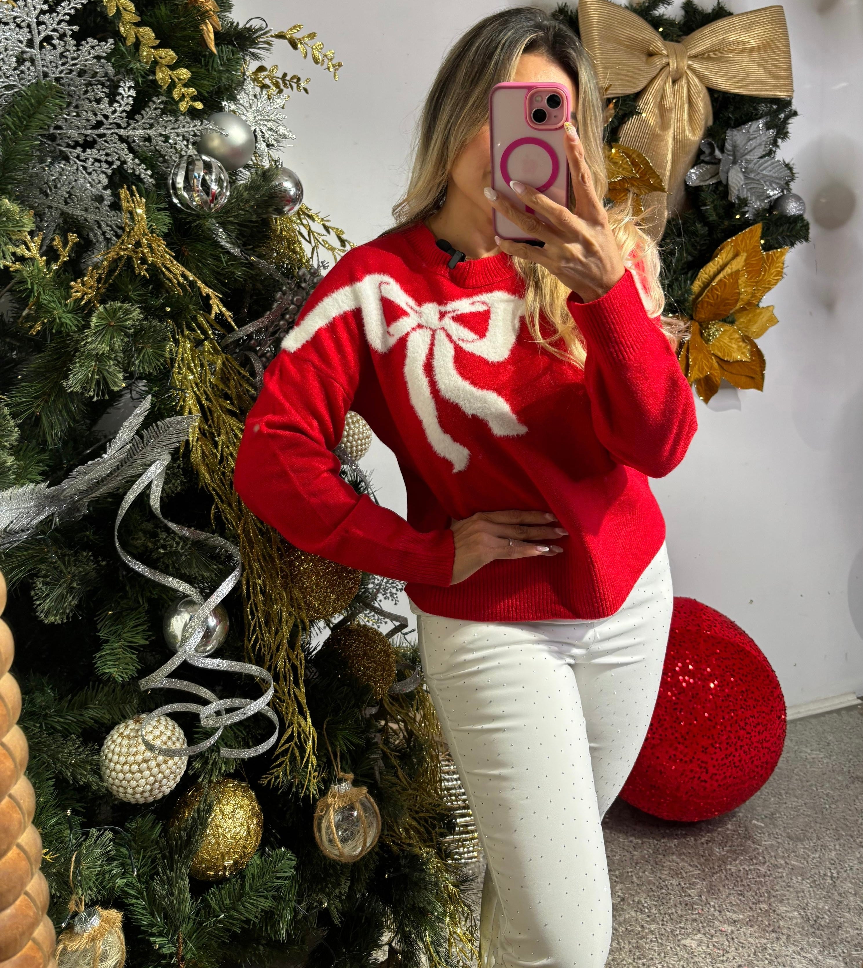 Suéter Navideño y Lazo