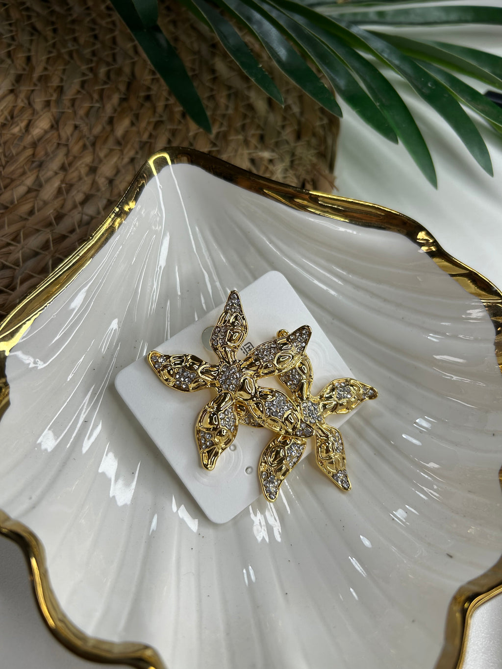 Arete estrella de mar con chispas - Joyería