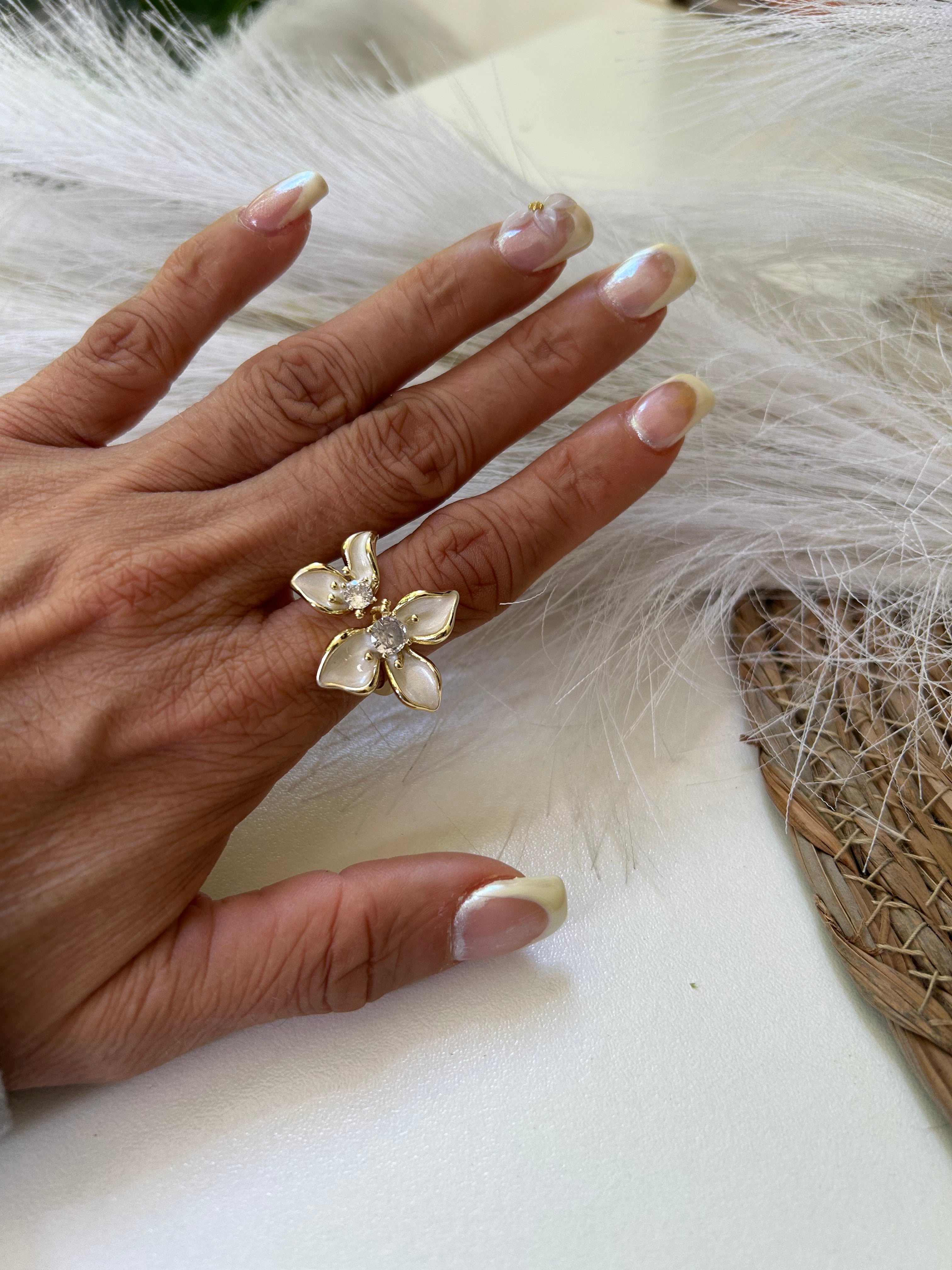 Anillo de flor oro laminado - Joyería