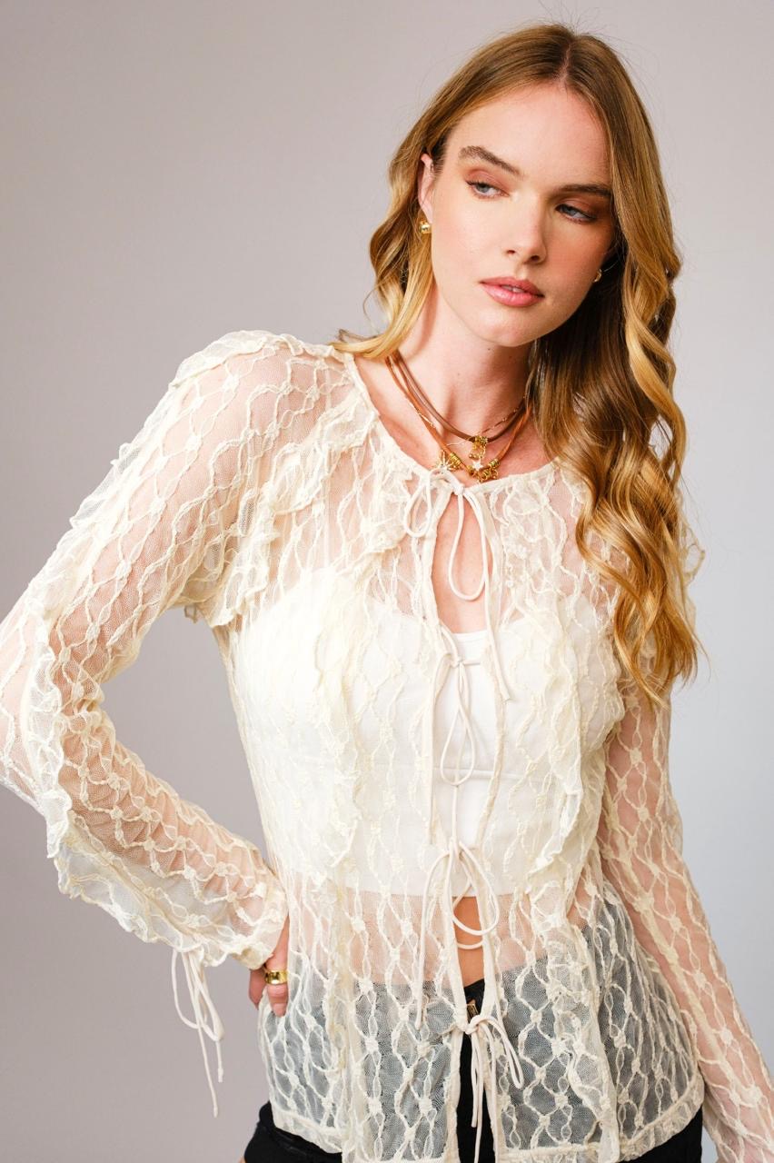 Blusa encaje beige