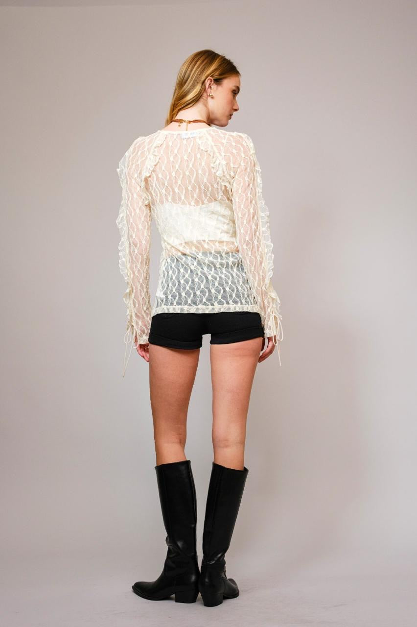 Blusa encaje beige