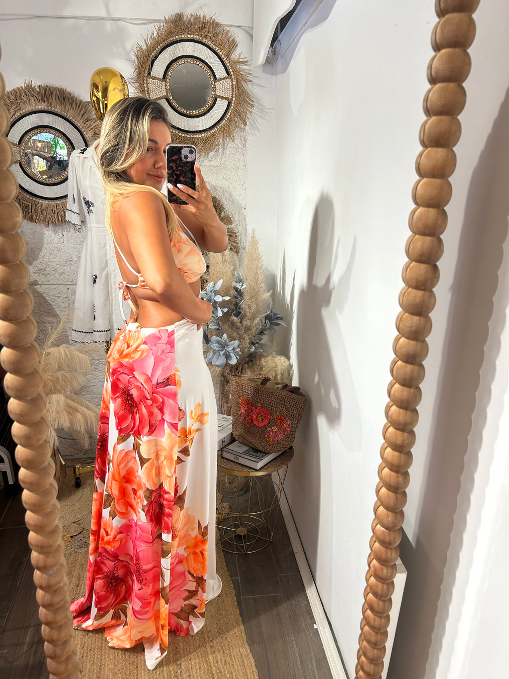 Vestido floral de licra fría