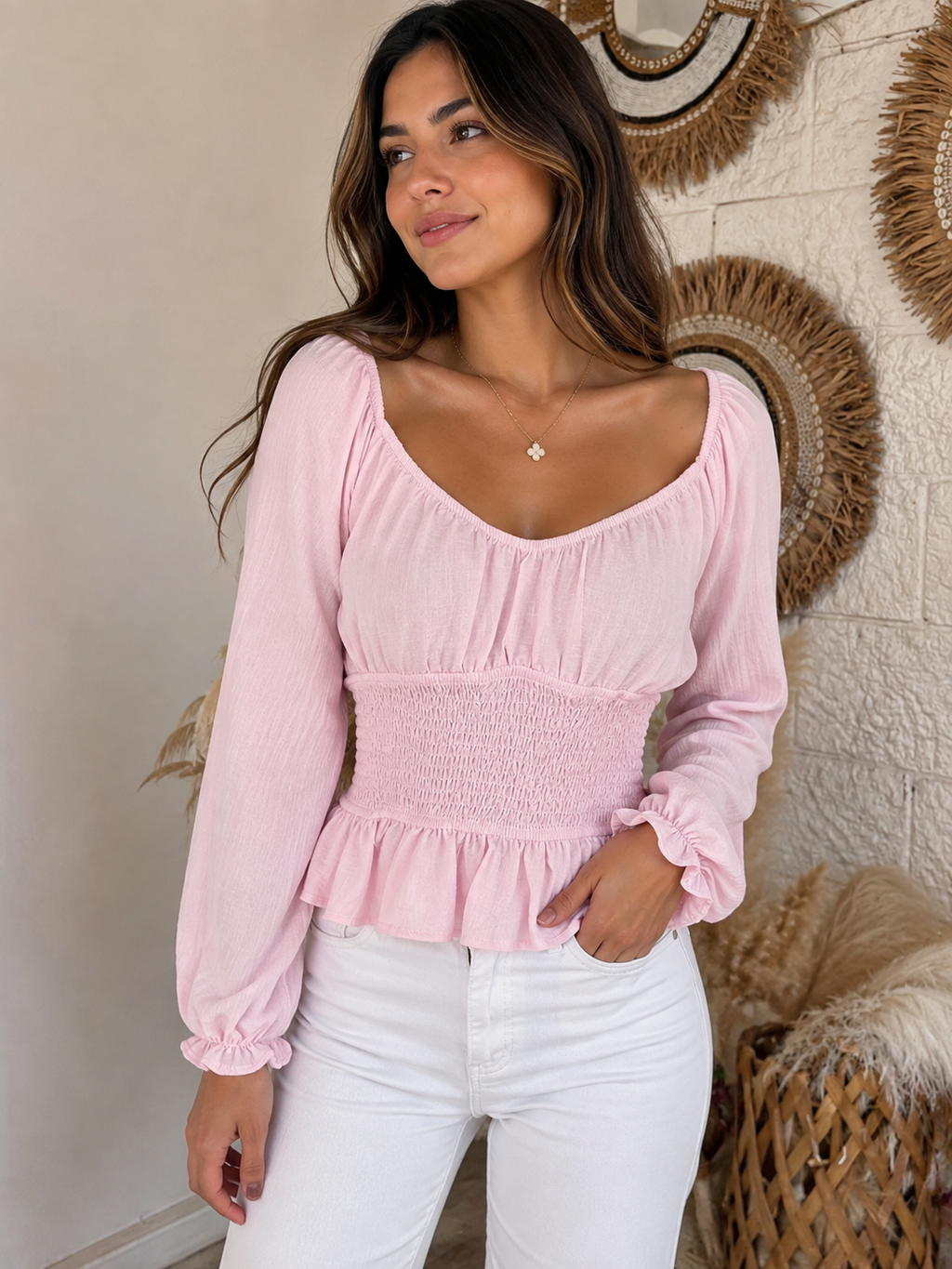 Blusa rosada manga larga