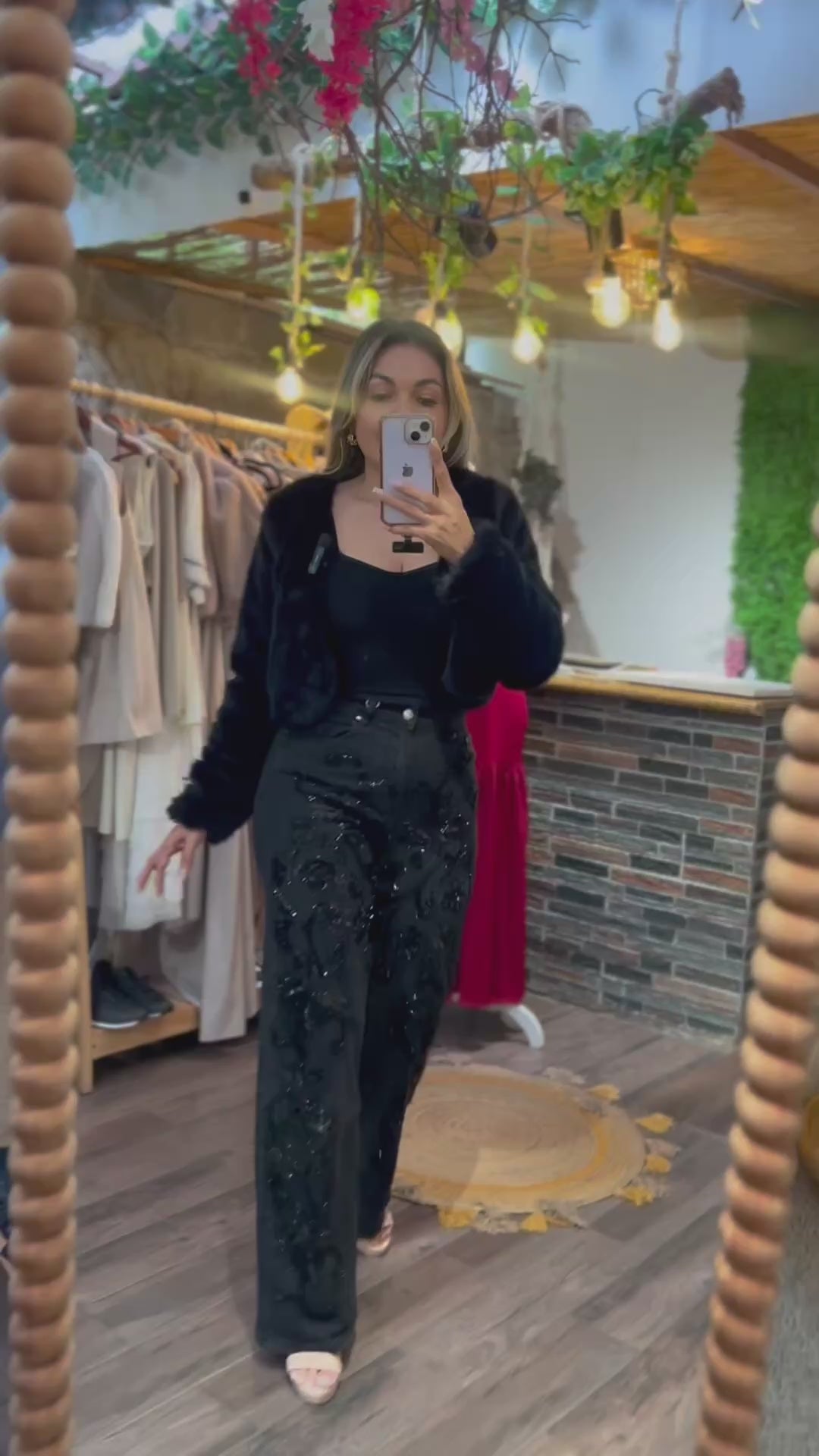 Pantalón Floral con brillo