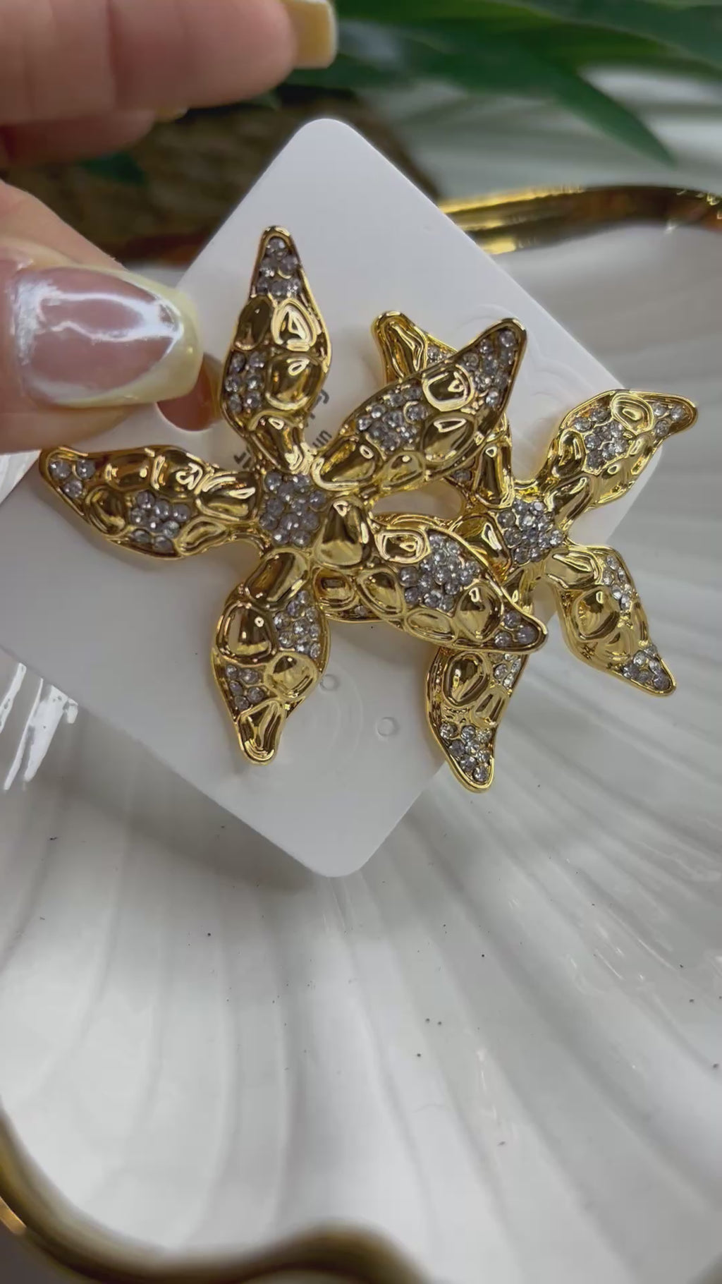Arete estrella de mar con chispas - Joyería