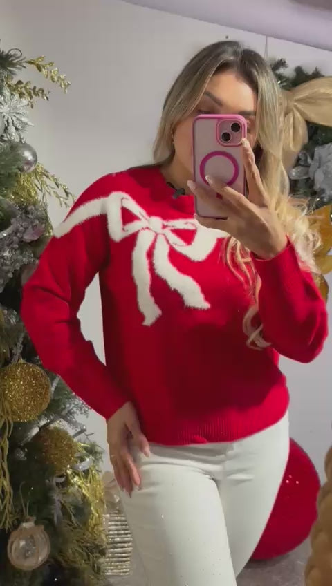 Suéter Navideño y Lazo