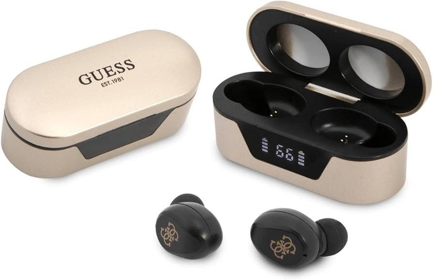Audífonos inalámbricos Guess con estuche digital.